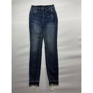 Judy Blue Women's Skinny Fit Raw Hem Stretch Blue Denim Jeans - Size 3 (26x28)